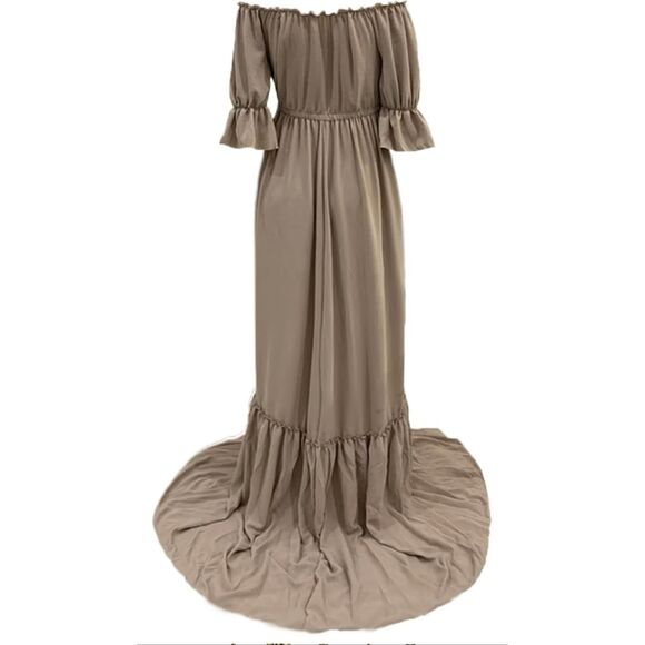 Maternity Dress Photo Props Vintage brown XL Maxi Gown BNWT - Picture 5 of 8